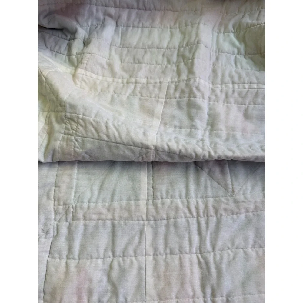 Handmade Patchwork Star Block Quilt 52x56 Throw Blanket Cottage Farmhouse Folk